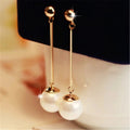 2022 Elegant Golden Pearl Drop Earrings Long Pearls Statement Stud Earrings Simulated Long Pearl Earrings for Women