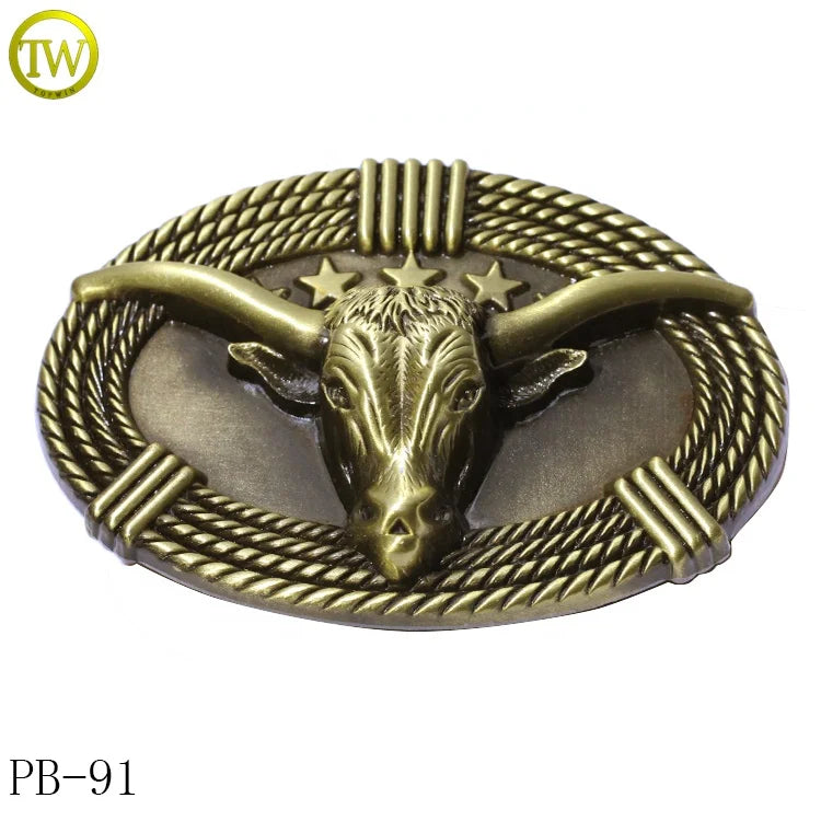 Manufacturer Wholesale Custom Zinc Alloy Western Cowboy Logo Metal Belt Buckle for Men Customizable Western Style Buckle