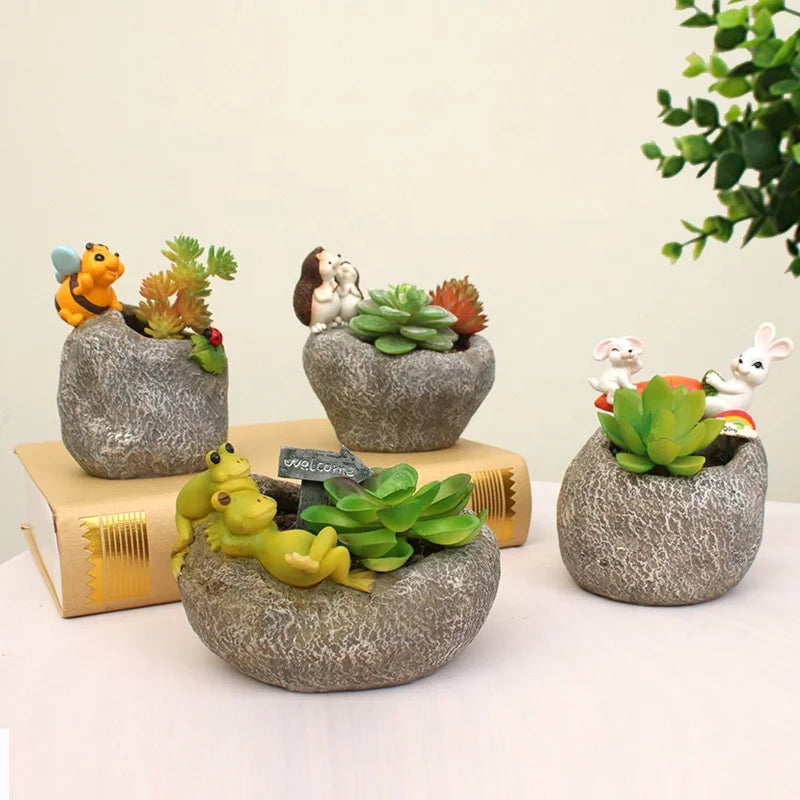 Maceta Succulent Simulated Lovely Cartoon Animals Plant Balcony Decorations Garden Home Ornaments Bonsai Flower Pots Planter