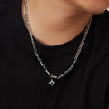 Fashion Punk Style 8MM Obsidian Starburst Titanium Steel Hip-Hop Pendant Necklace Men Hematite Beads Fashion Men Women Jewelry