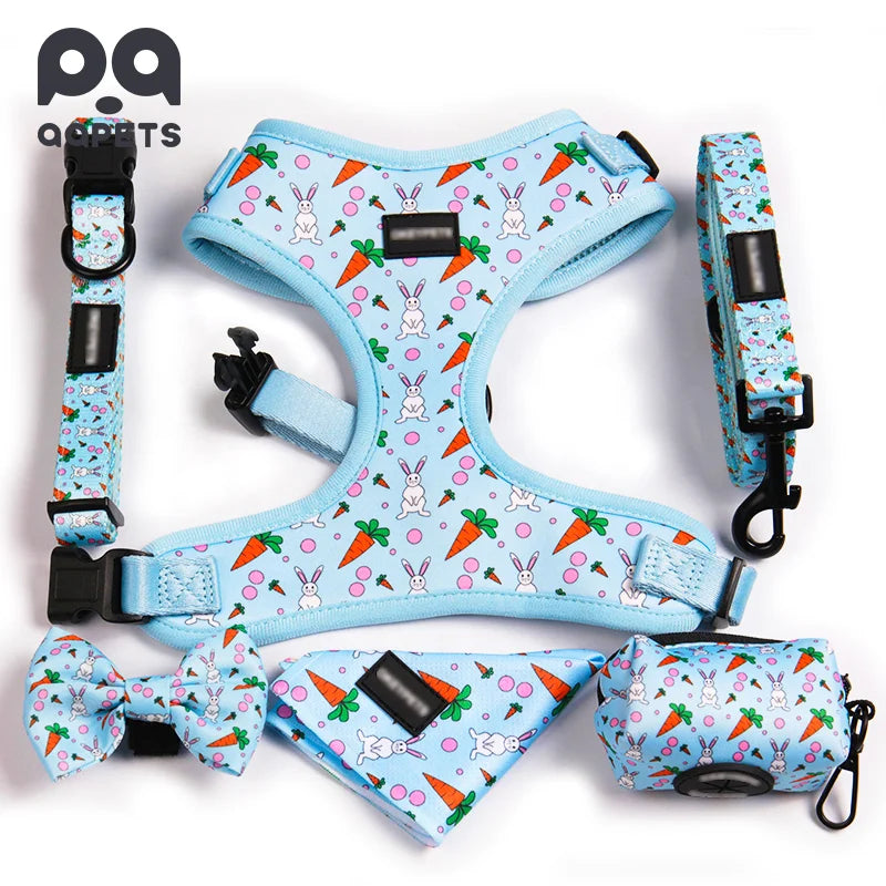 QQPETS Custom Dog Harness Collar Leash Set Sublimation No Pull Personalized Design Mesh Polyester/Nylon Premium Pet Gear