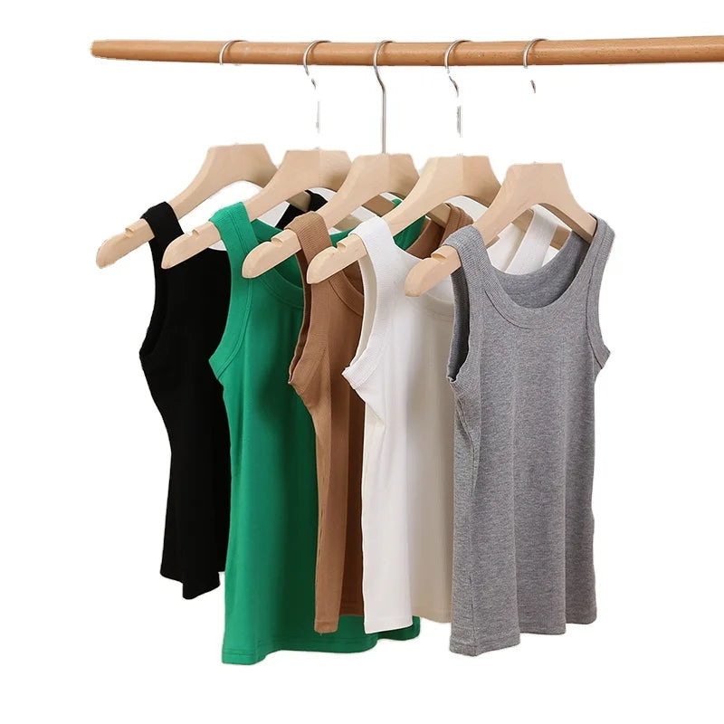 Women's 100% Cotton Summer Sleeveless Tank Vest Breathable Knitted New Self-Cultivation Outerwear Small Vest Bottoming Shirt