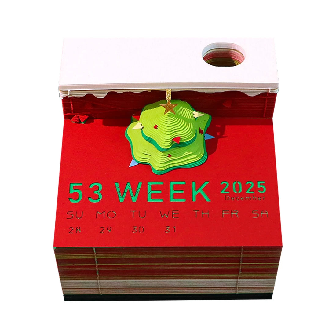 Calendar in 2025 Punch in Desk Calendar Creative 3D Paper Sculpture Desktop Decoration of the Christmas Office