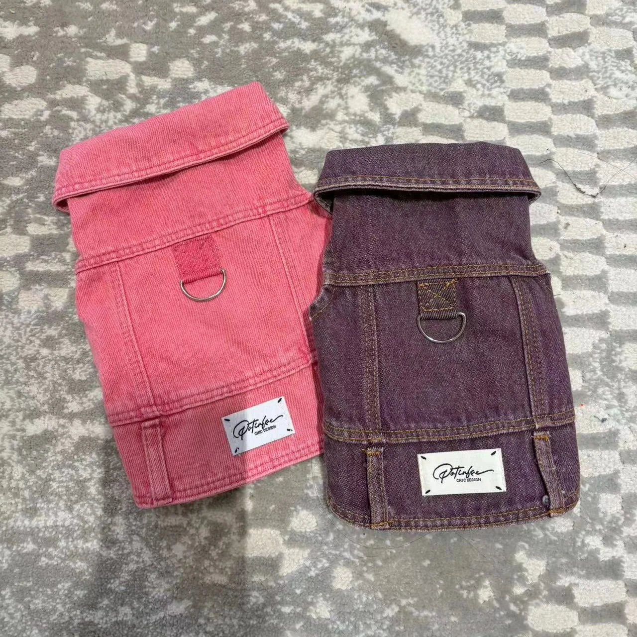 New Dog Jacket Washed Denim Vest Pink Denim Coat Dog Denim Jacket Wholesale Harness Vest D-ring Jean Jackets for Pets