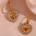Dreamidea Spring 2024 Men's Fashion Shining Rhinestone Love Heart Drop Earrings Hollow Stainless Steel PVD Gold Plated