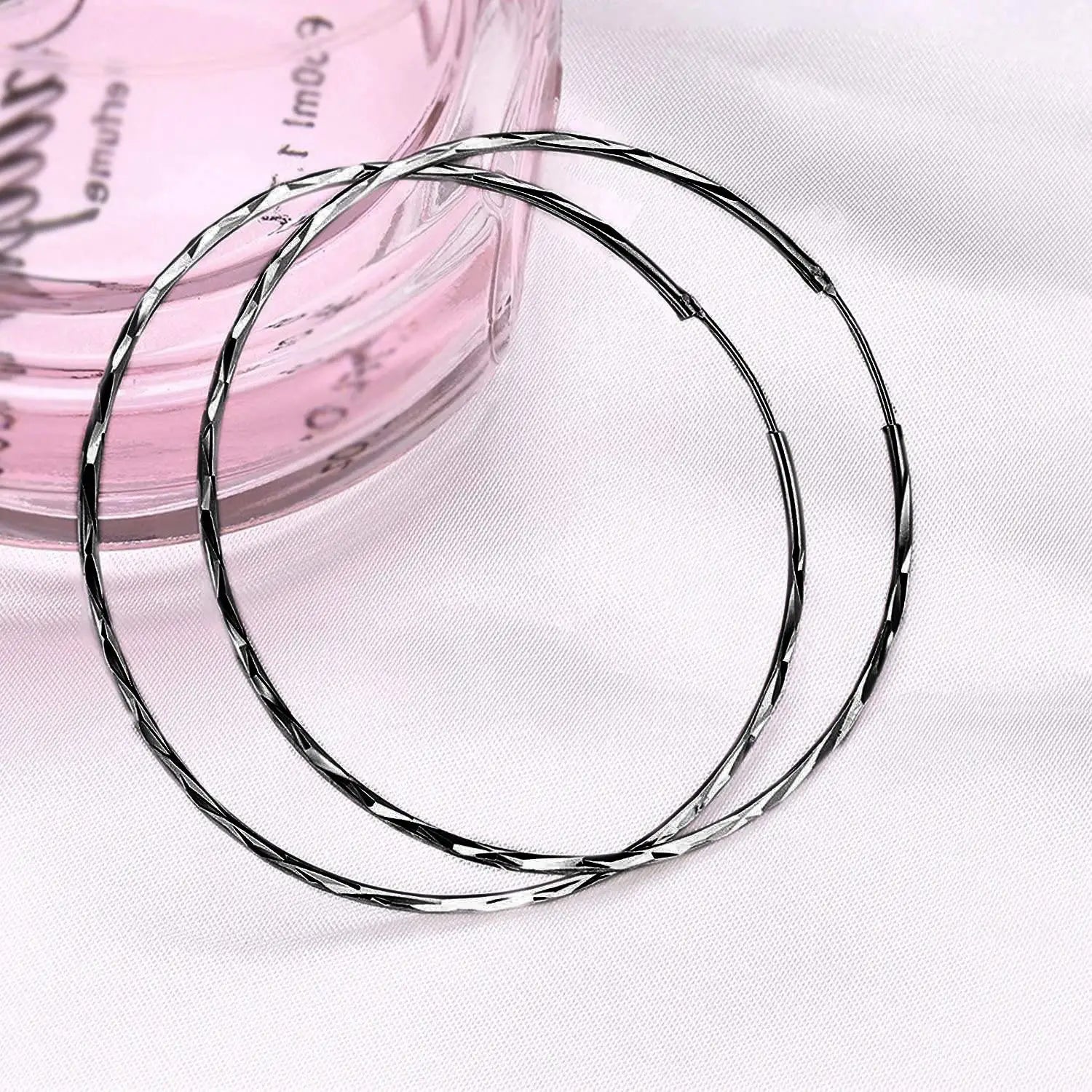 Factory Sale 925 Sterling Silver Big Black Circle Hoop Earrings for Women Trendy Style for Gift or Party