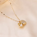2023 New Stainless Steel Crystal Heart Necklace with Pearl Gold Plated Choker and Pendant for Party Jewelry
