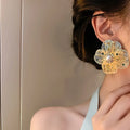 Wholesale S925 Silver Needle Earrings Crystal Zircon Pearl Earrings Big Flower Earrings for Women