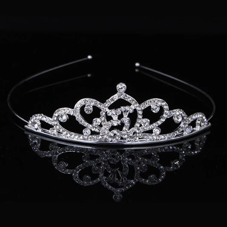 9 Styles Korean Version of Rhinestone Children Crown Headband Ornament Student Birthday Gift Performs Princess Tiara