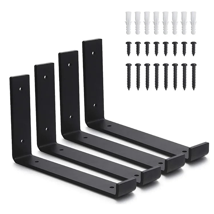 Heavy-Duty Open Shelving DIY Industrial Rustic Wall Bracket Floating Steel Shelf Support J Lip Bracket Shelf Brace Rustic Wall