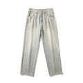 Fitspi Wholesale Men's Clothing Hip Hop Washed Jeans Men's Draping Loose Straight Wide-leg Denim Pants Dropshipping for