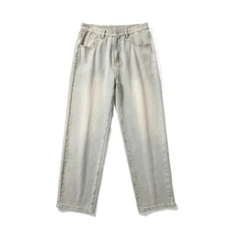Fitspi Wholesale Men's Clothing Hip Hop Washed Jeans Men's Draping Loose Straight Wide-leg Denim Pants Dropshipping for