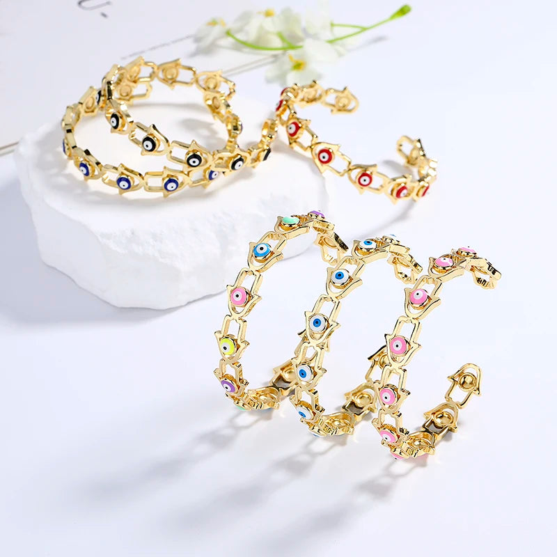 Mysterious Charisma Wholesale Devil'S Eye 18K Brass Plated Cubic Zirconia Gold Bangle Bracelet Jewelry Fashion Jewelry
