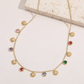 Boho Sea Shell Necklace Women 18K Gold Plated Shell Colored Zircon Chain Jewelry Shell Zircon Necklace