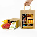Hot Selling Restaurant Food Take Out Packaging Bag Design Your Own logo Flat Handle Takeaway Carry Brown Kraft Paper Bag