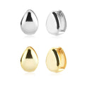 FUAMAY Fashion Aretes 18K Gold Plated Flat Oval Huggie Wide Hoop Earrings