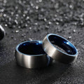 POYA Wholesale 6mm 8mm Titanium Ring Two Tones Black Blue Matte Domed Wedding Band for Men Women