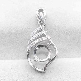 Semi Mount 7*7mm Sterling Silver Pendant Empty Frame Blank Support Setting S925 Base Holder Without Center Stone for DIY Inlay