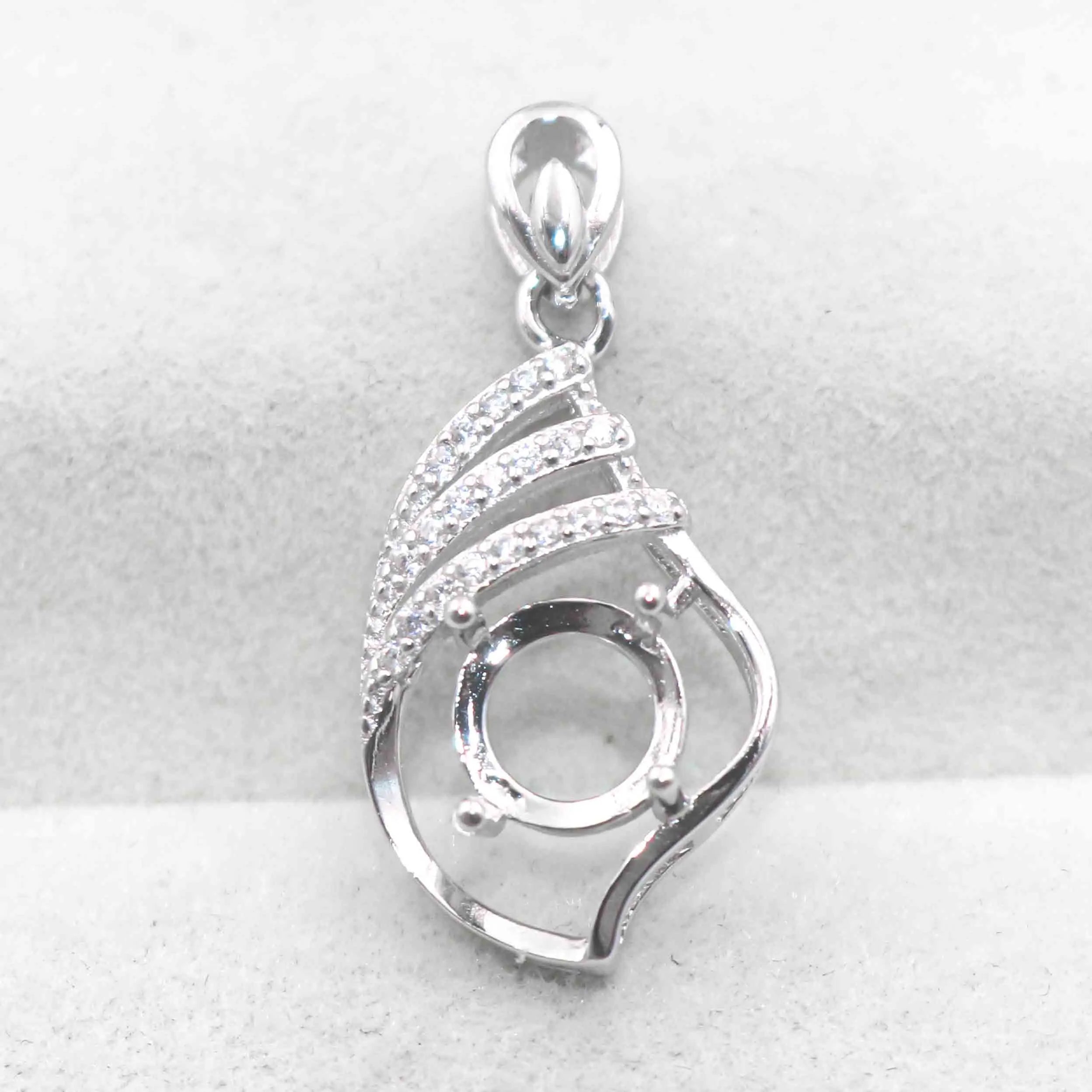 Semi Mount 7*7mm Sterling Silver Pendant Empty Frame Blank Support Setting S925 Base Holder Without Center Stone for DIY Inlay