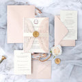 Elegant Ivory White Laser Cut Wedding Invitation Paper Card with Wax Seals  and Envelope for Wedding/Birthday Party Event