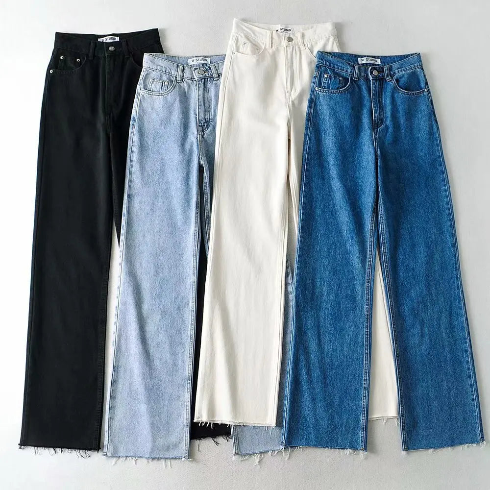 XS-L Casual Fashion Straight Leg Women Jeans Denim Bottom Harajuku Boyfriend Long High Waist Baggy Jeans Fall Pants