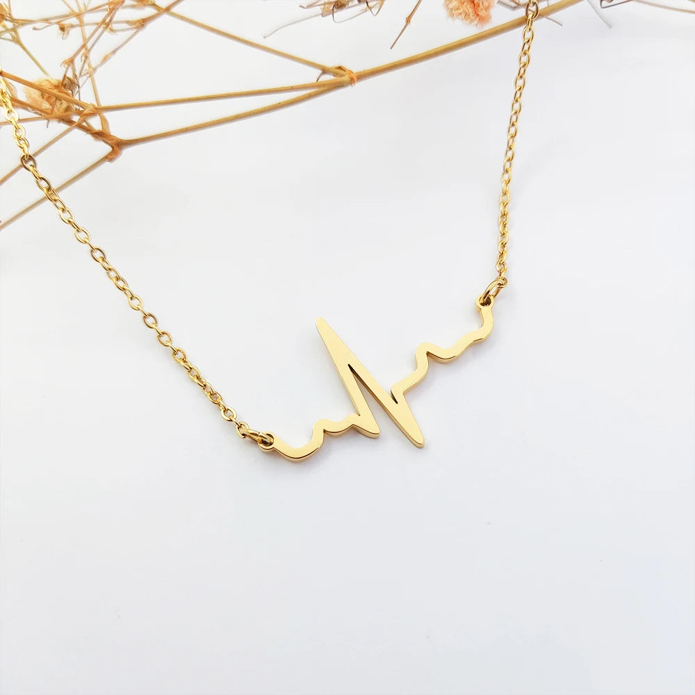 Baby Heartbeat Necklace 18K Gold Plated Stainless Steel Custom Heartbeat Necklace Jewelry for Pregnancy Gift New Mom