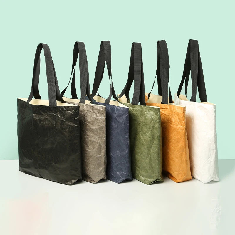 Custom Eco-friendly Simple Vintage Reusable Tyvek Paper Tote Bag Women's Tyvek Shopping Handbag Dupont Shoulder Bag