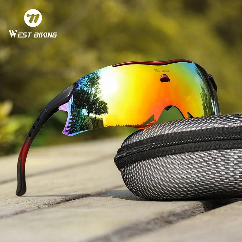 WEST BIKING HD Colorful Sports Cycling Glasses Anti-UV Clear Bicycle Glasses Multi-color Lightweight Bike Glasses