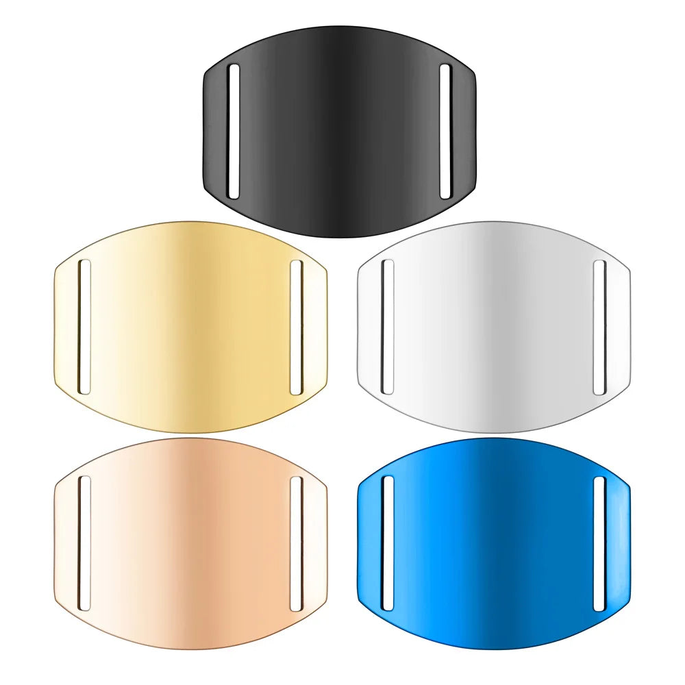 Multi-color Curved Slide-on Pet Collar Charm Stainless Steel Engraved Rectangle Name Dog Pendant Blank DIY Bracelet