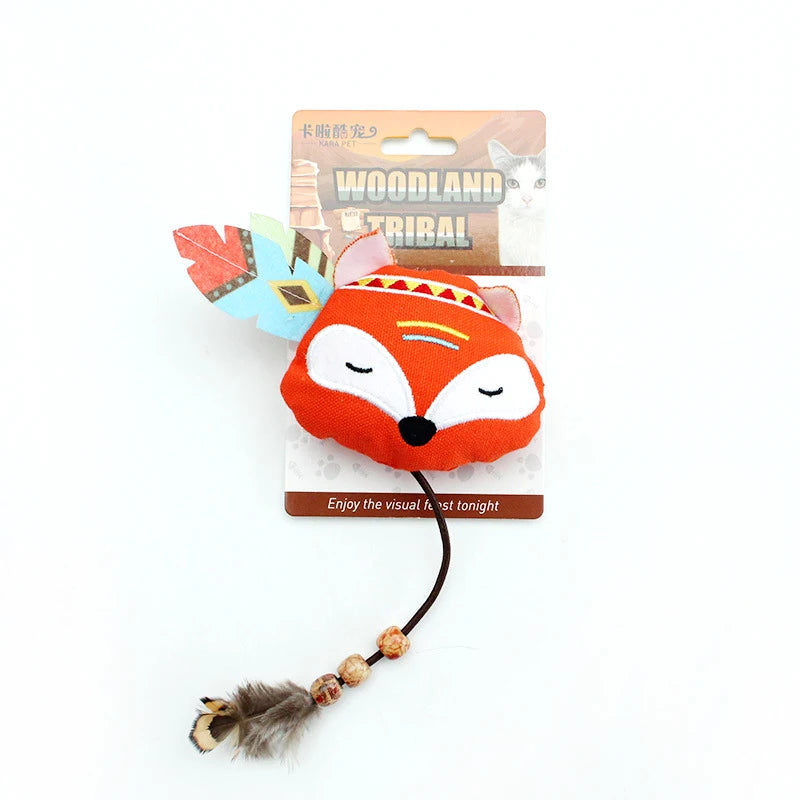 Cute Animals Canvas Cat Toy Sustainable Paper Plush Toy for Playful Pets Featuring Small Animals & Fish