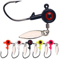 Wholesale JI201~205 1.75g 3.5g 5g 7g 10g 5pcs/bag Big Eyes Lead Jig Head Fishing Hooks with Rotating Spinner Spoon