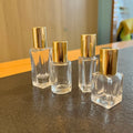 Wholesale 6ml Series clear square Rectangle Round Roll on Glass Bottle with Stainless Steel Roller and Shiny Gold Caps