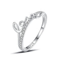 Luxury 925 Sterling Silver Letters LOVE CZ Diamond Women Fashion Stacked Finger Ring