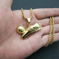 ORDRM Men's Stainless Steel Jewelry Golden Boot Award Football Gold Pendant Shoe