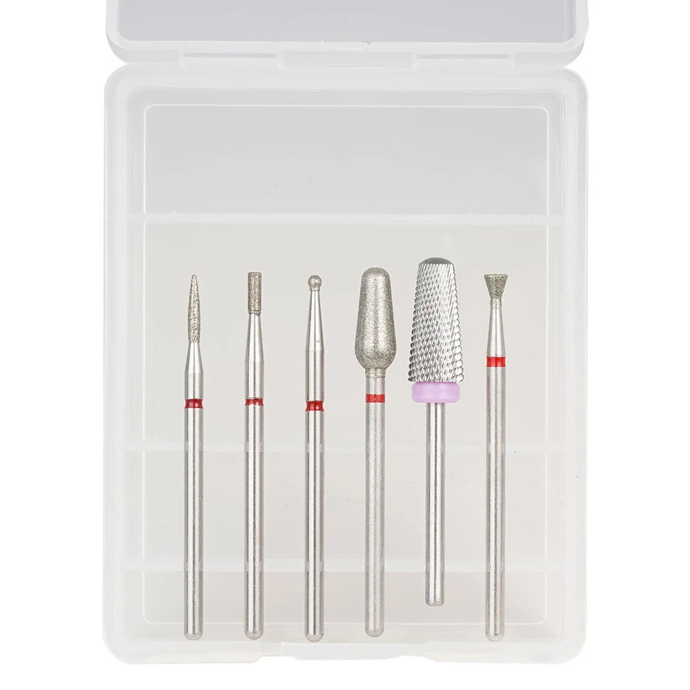 Customized 6pcs Different Shapes Nail Drill Bit Set Manicure Tools Tungsten Carbide Bit & Diamond Burs