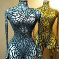 Designer Pattern Crystal One Piece Bodysuit Female Stage Dancer Costume Drag Show Gogo Dancer Costumes Women Rhinestone Jumpsuit