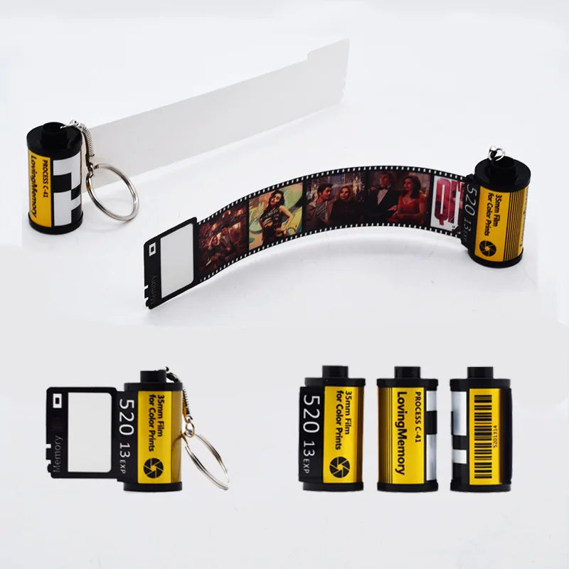 Customizable Double-Sided Sublimation Film Roll Keychain for DIY Christmas Photo Frames Memory Blank Keychain