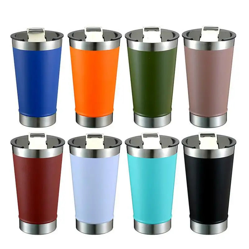 16oz Custom Logo Double Wall Vacuum Beer Cup Copo Termico 18/8 Stainless Steel Stay Chill Cold Beer Pint Mug With Bottle Opener