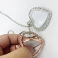 Fashion Double-sided Printed Heat Transferable Alloy & Stainless Steel Chain Diamond Pendant Necklace for Couple Anniversary