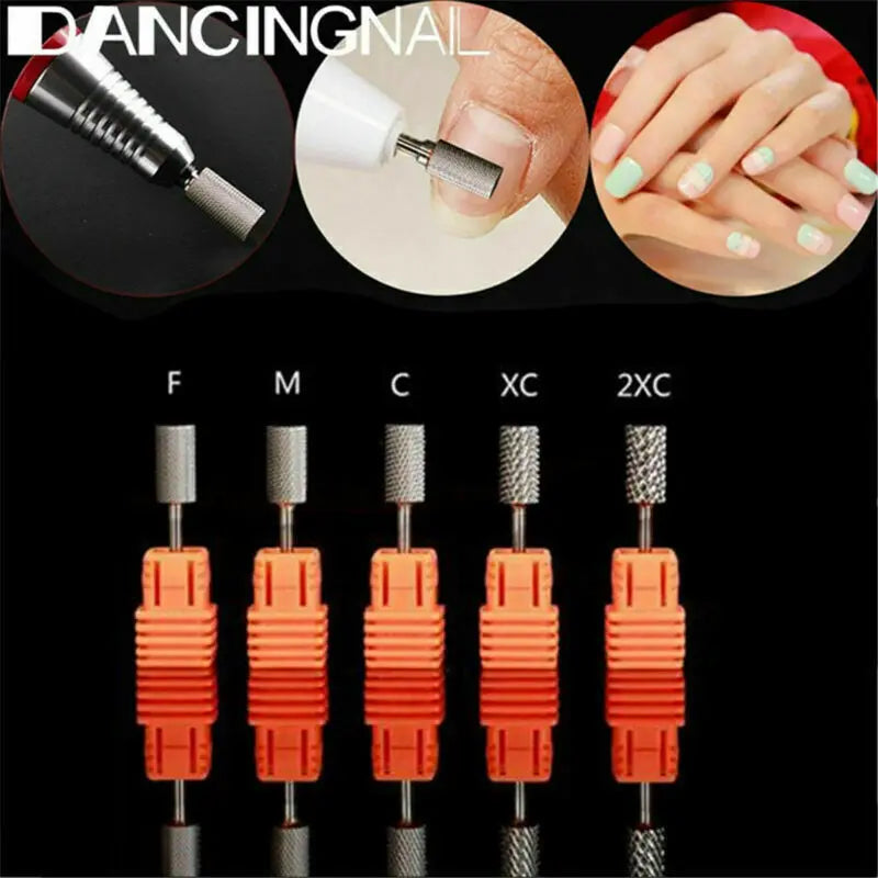 Tungsten Carbide Pro Nail Drill Bit Electric Tool Grinding Head Cylinder File Manicure Pedicure Machine DIY Silver