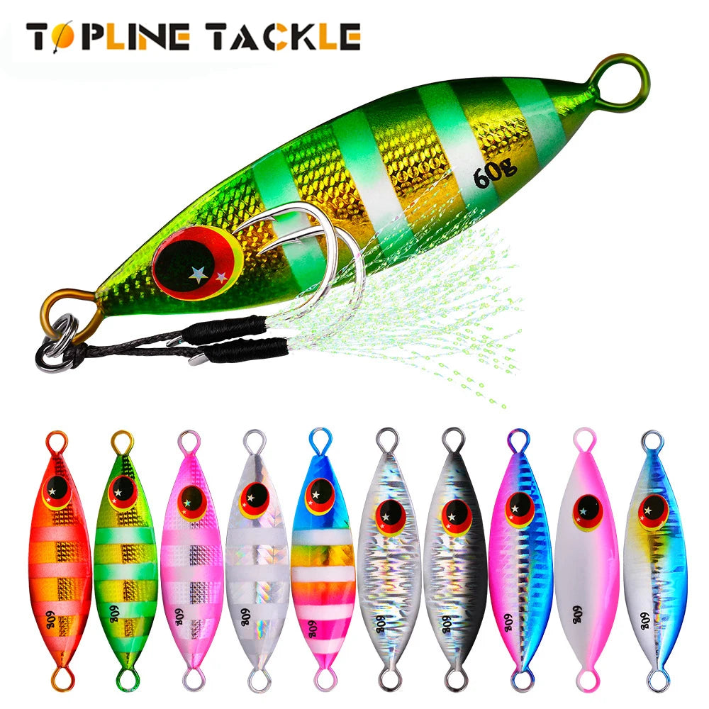Topline Micro Jigging Slow Pitch Lure Vertical 10g 20g 30g 40g 60g Hard Bait Jig Shore Slow Metal Jig Lure Sea Fishing Tackle