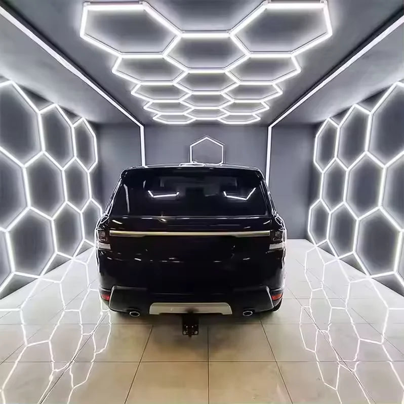Factory Sell Commercial Systems Hexagon Led Light for Workshop Honeycomb Led Lights for Garage Work Light for Car Detailing Shop