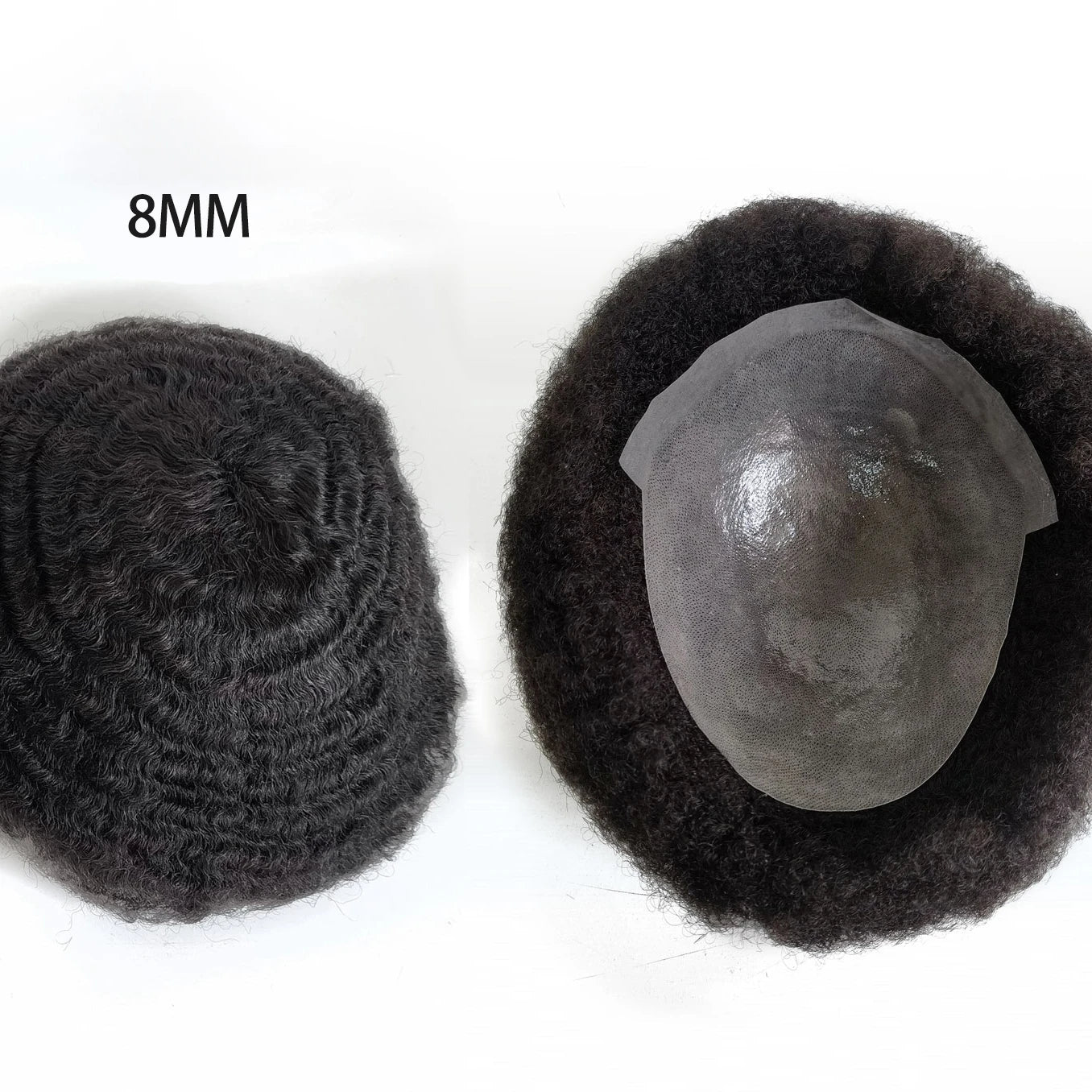 Clear 1B Natural Black 4MM 6MM 8MM Afro Wavy Curly Natural Human Hair Thin PU Skin Hair Piece Male Toupee