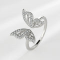 SC Hot Selling Simple Fashion Jewelry Opening Adjustable Ring Gold Plated Diamond Zircon Butterfly Ring for Wedding Jewelry