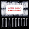 500pcs Box French Half Cover Square Nail Tips Non No C Curve ABS Clear Natural White Custom Logo Tapered Nail Tips