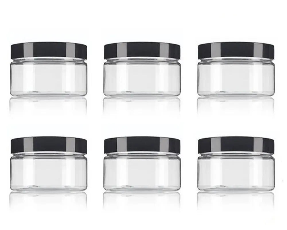 8 Oz 250ml PET Plastic Refillable Jars Empty Cosmetic Containers Cases with Black Lid Cream Lotion Box Ointments Bottle Food
