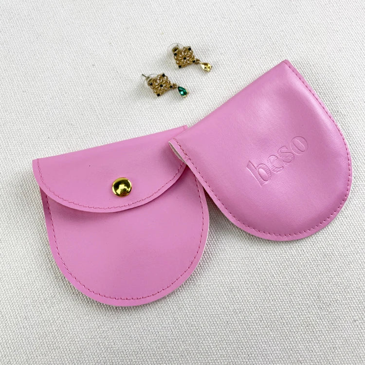 Pink Pu Leather Envelope Jewelry Pouch Bag Jewelry Bag Custom Suede Jewelry Packaging Pouch Bag with logo
