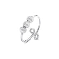 Three Sand Blasting Bead Ring Sterling Silver 925 Silver Anxiety Fidget Beads Ring for Women and Men Adjustable