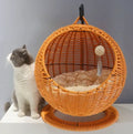 New Pet Cat Bed Rattan Washable Cat Hanging Basket Summer Breathable Cat Bed Swing