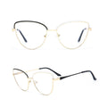 8348 Best Quality Double-Colors Colorful Eyeglasses Frame Clear Cat-Eye Metal Optical Glasses Acetate Temple Eyewear 2025